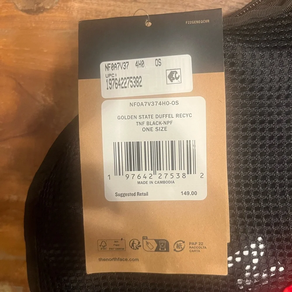 NWT North Face Golden State Duffel-Medium